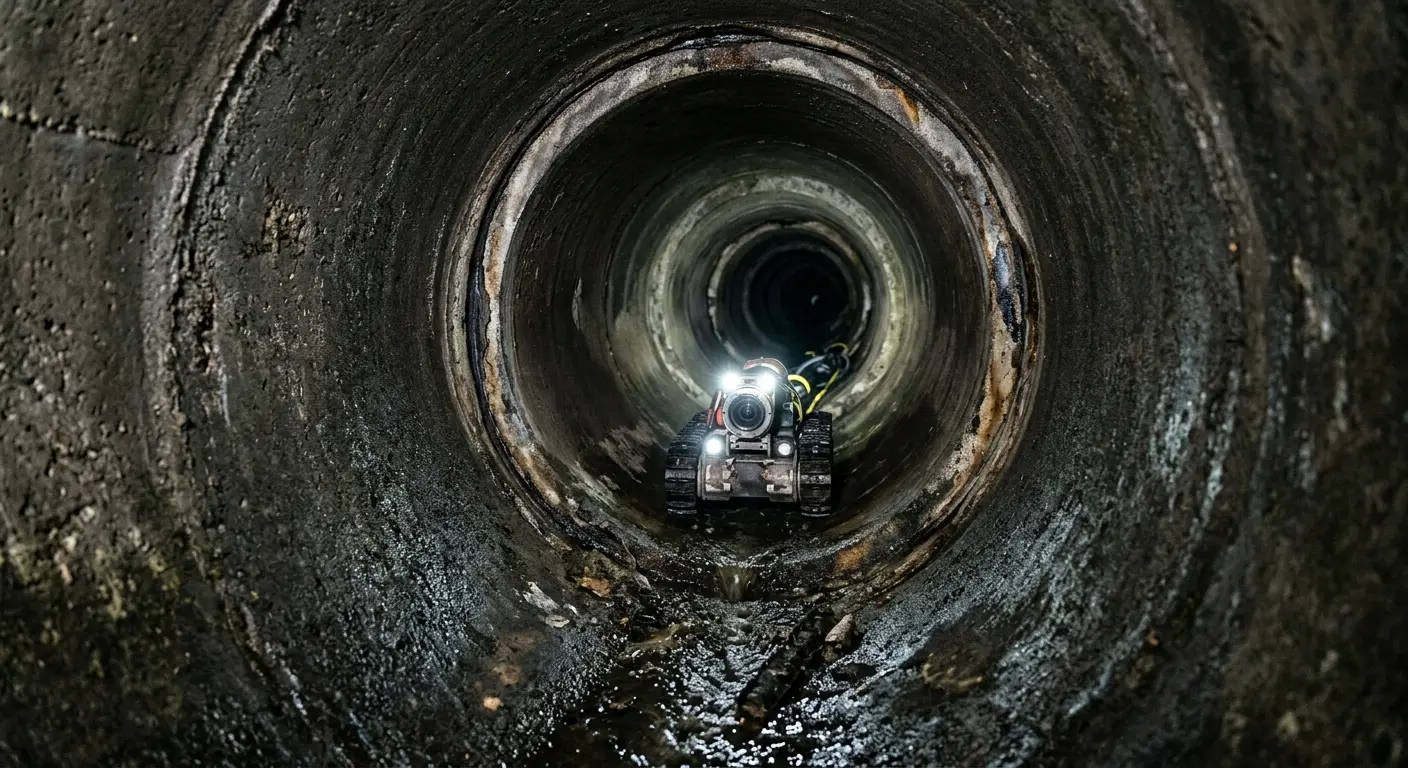 Robotic sewer camera inspecting pipe interior for Sewer Line Repair in Twin Lakes